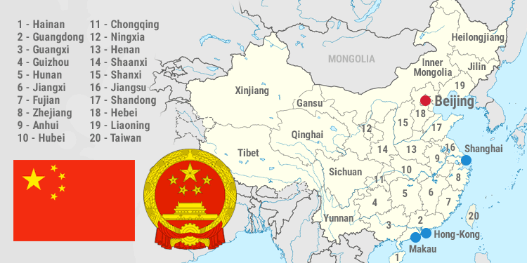 Map and national symbols of China