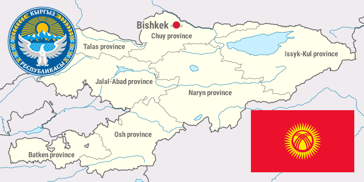 Mapa y Símbolos Nacionales de Kirguistán