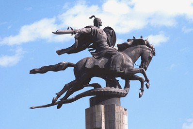 Manas monument at the Ala-Too square in Bishkek