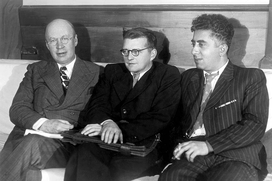 From left to right - S. Prokofiev, D. Shostakovich, A. Khachaturian
