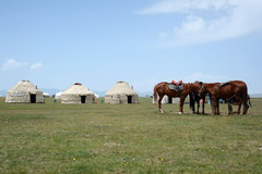 Yurtes, le Kirghizistan, Route de la Soie