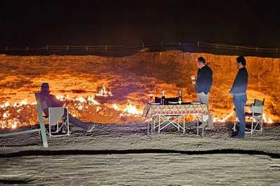 Yurt Camp at Darvaza Gas Crater, Turkmenistan