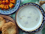 Uzbek national soup - milk soup with pumpkin