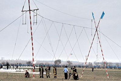 Darboz performance of rope-walkers, Uzbekistan Darboz performance of rope-walkers, Uzbekistan