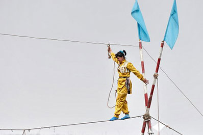 Darboz performance of rope-walkers, Uzbekistan Darboz performance of rope-walkers, Uzbekistan