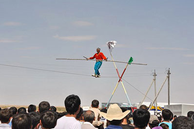  Darboz performance of rope-walkers, Uzbekistan 