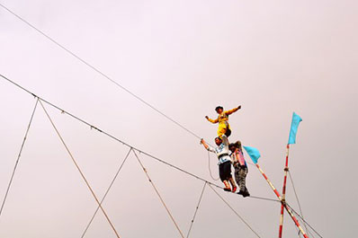  Darboz performance of rope-walkers, Uzbekistan 