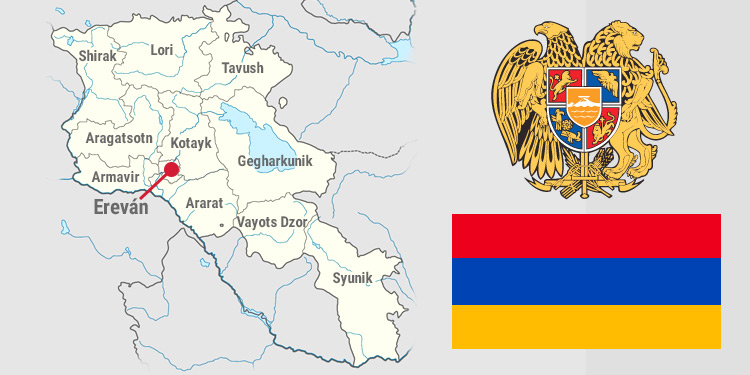 Mapa y símbolos nacionales de Armenia