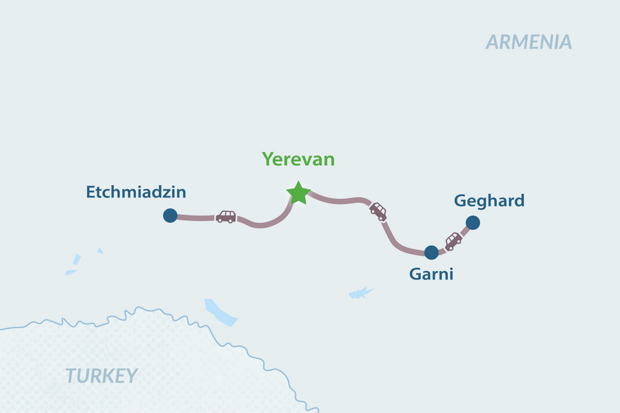 Ereván y sus vecindades en tres días - en Español Mapa