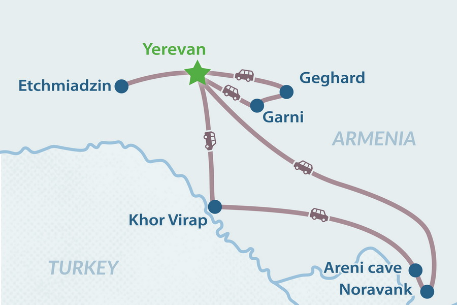 Circuito Grupal por Armenia 2026–2027 - en Español Mapa