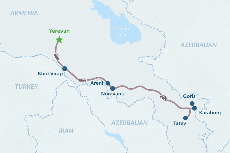 Tour de 4 Días: Armenia Exprés - en Español Mapa