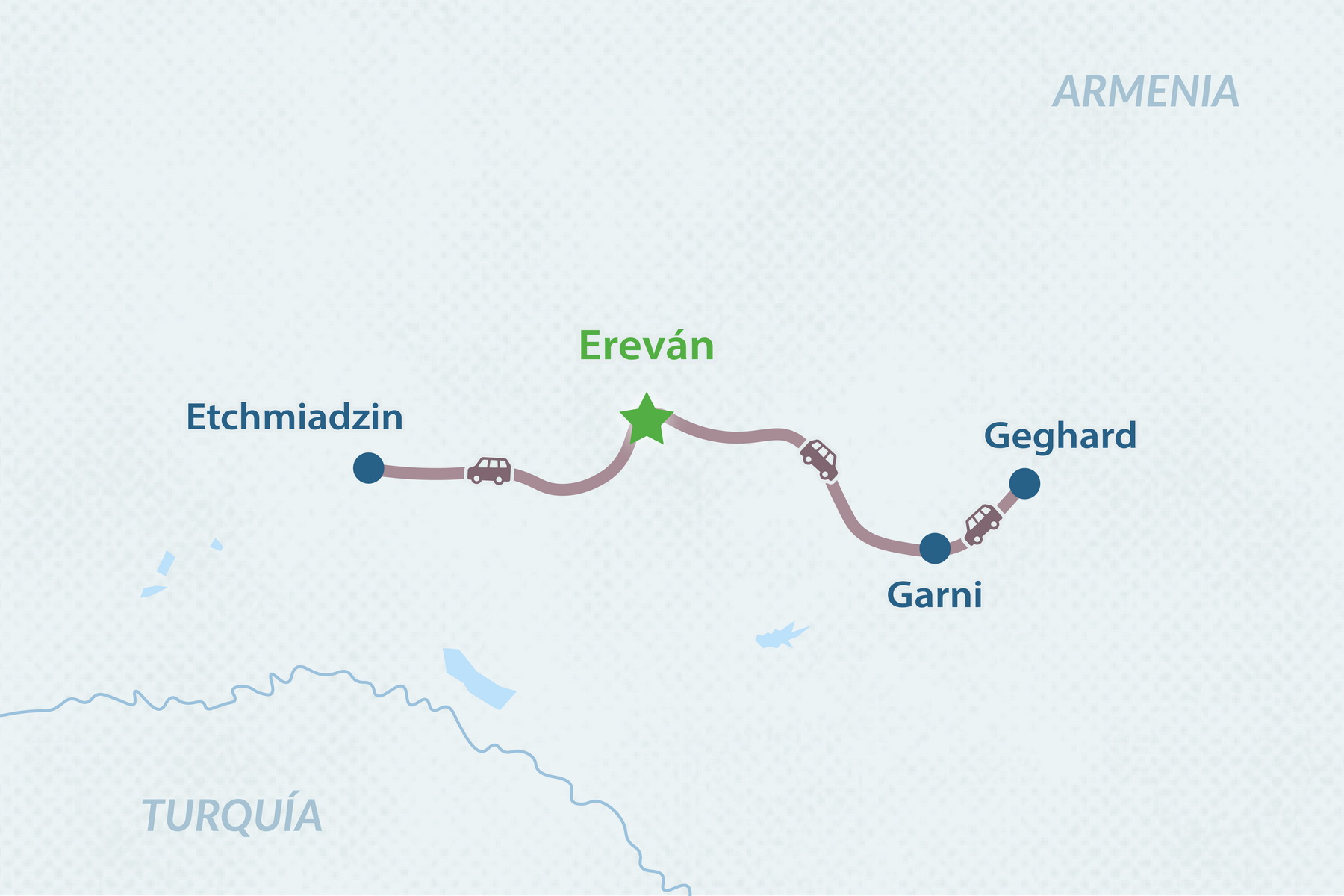 Ereván y sus vecindades en tres días - en Español Mapa