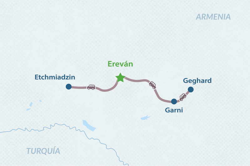 Ereván y sus vecindades en tres días - en Español Mapa