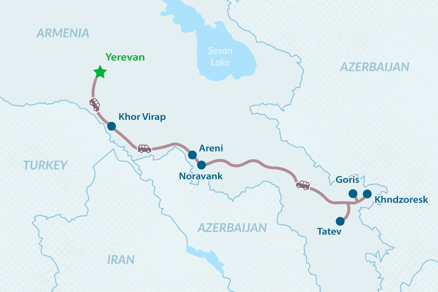 Tour de 2 días al Monasterio Tatev - en Español Mapa