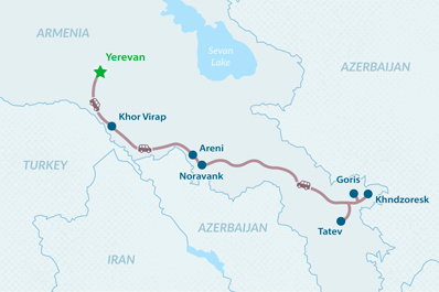 Tour de 2 días al Monasterio Tatev - en Español Mapa