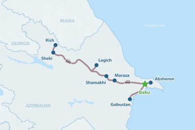 Tour Azerbaiyán Esencial de 5 días - en Español Mapa
