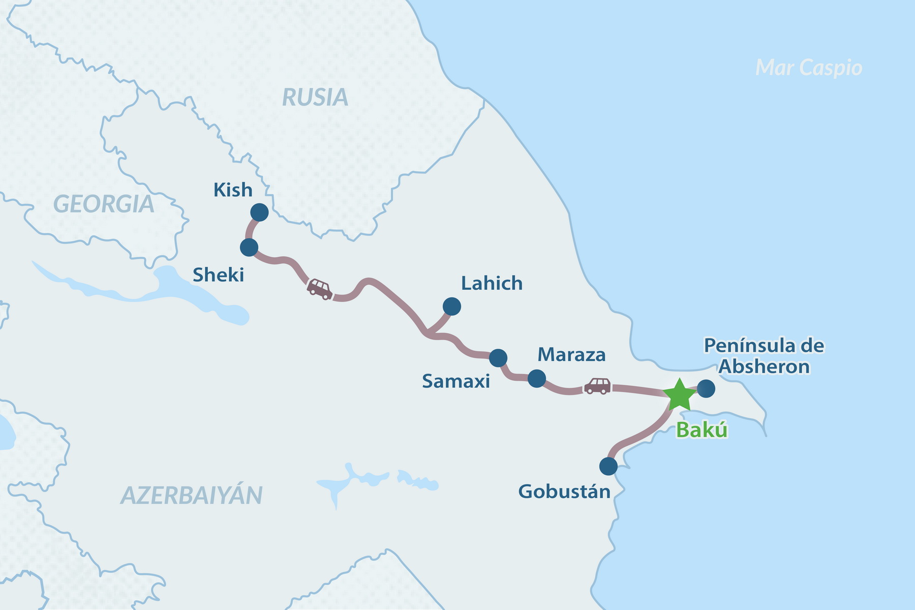 Tour Azerbaiyán Esencial de 5 días - en Español Mapa