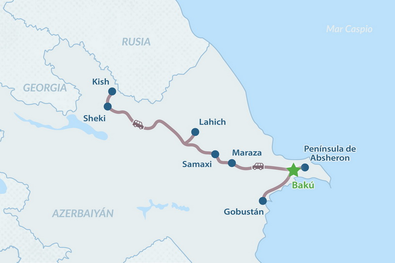Tour Azerbaiyán Esencial de 5 días - en Español Mapa