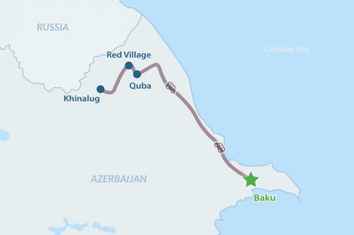 Excursión al pueblo de Khinalug de un día Mapa