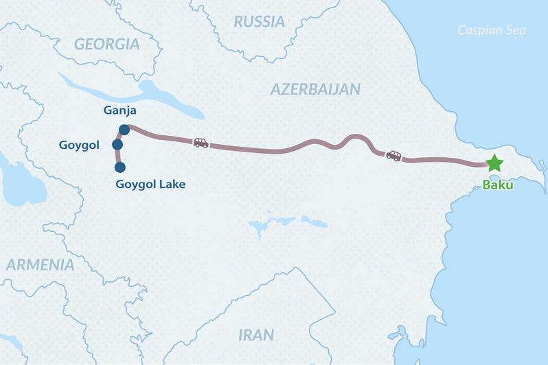 Excursión de 2 días a Ganyá y Goygol desde Bakú - en Español Mapa