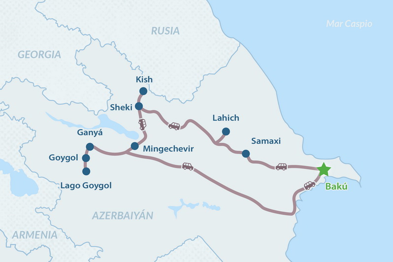 Tour al Corazón de Azerbaiyán de 3 días - en Español Mapa