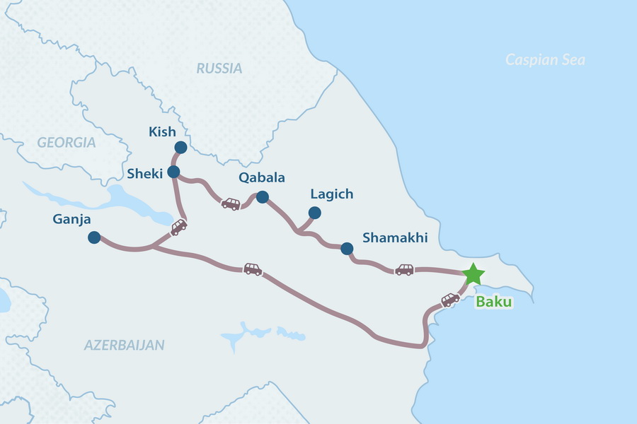 Tour al Corazón de Azerbaiyán de 3 días - en Español Mapa