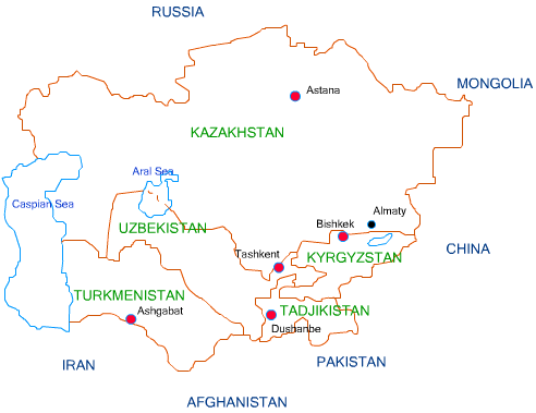 Zentralasien - Karte