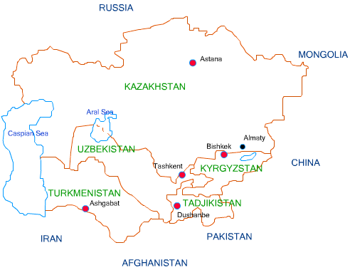 Карта Центральной Азии