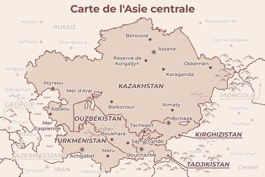 Carte de l'Asie centrale
