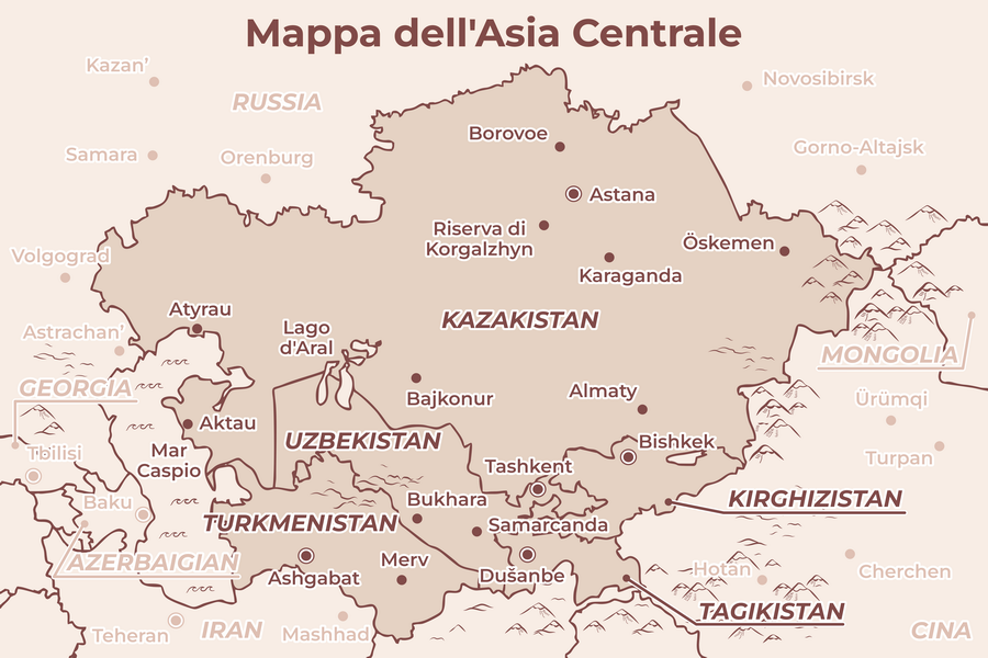 Mappa dell'Asia centrale