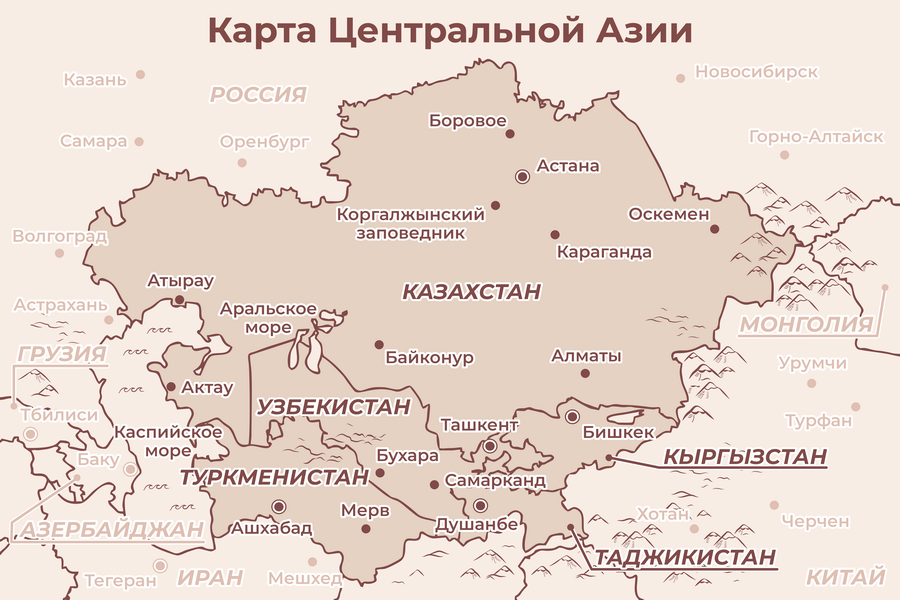Карта Центральной Азии