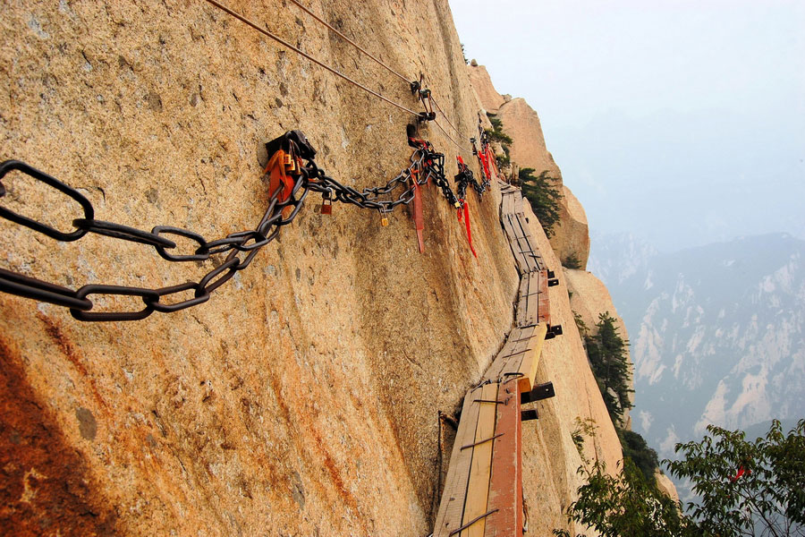 Dangerous walkway at Top of Mount Huashan, Fascinating Facts About China