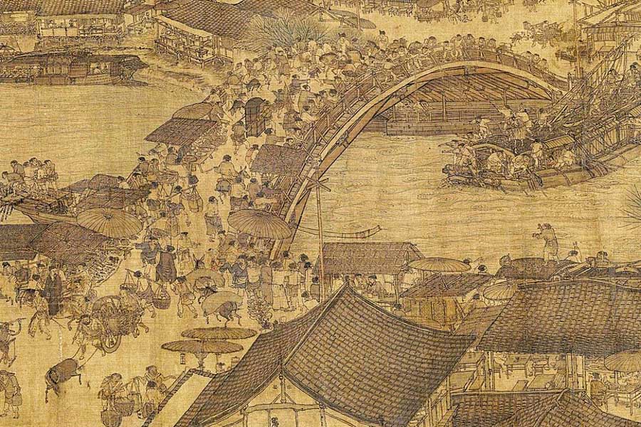 Chinese Painting: Part of the «Along the River During the Qingming Festival» by Zhang Zeduan