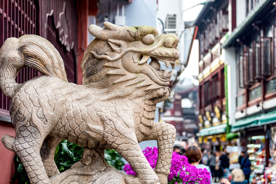 Estatua de Qílín, Templo Chenghuang, Shanghái