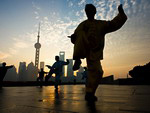 Local residents, practicing Tai Chi, Shanghai