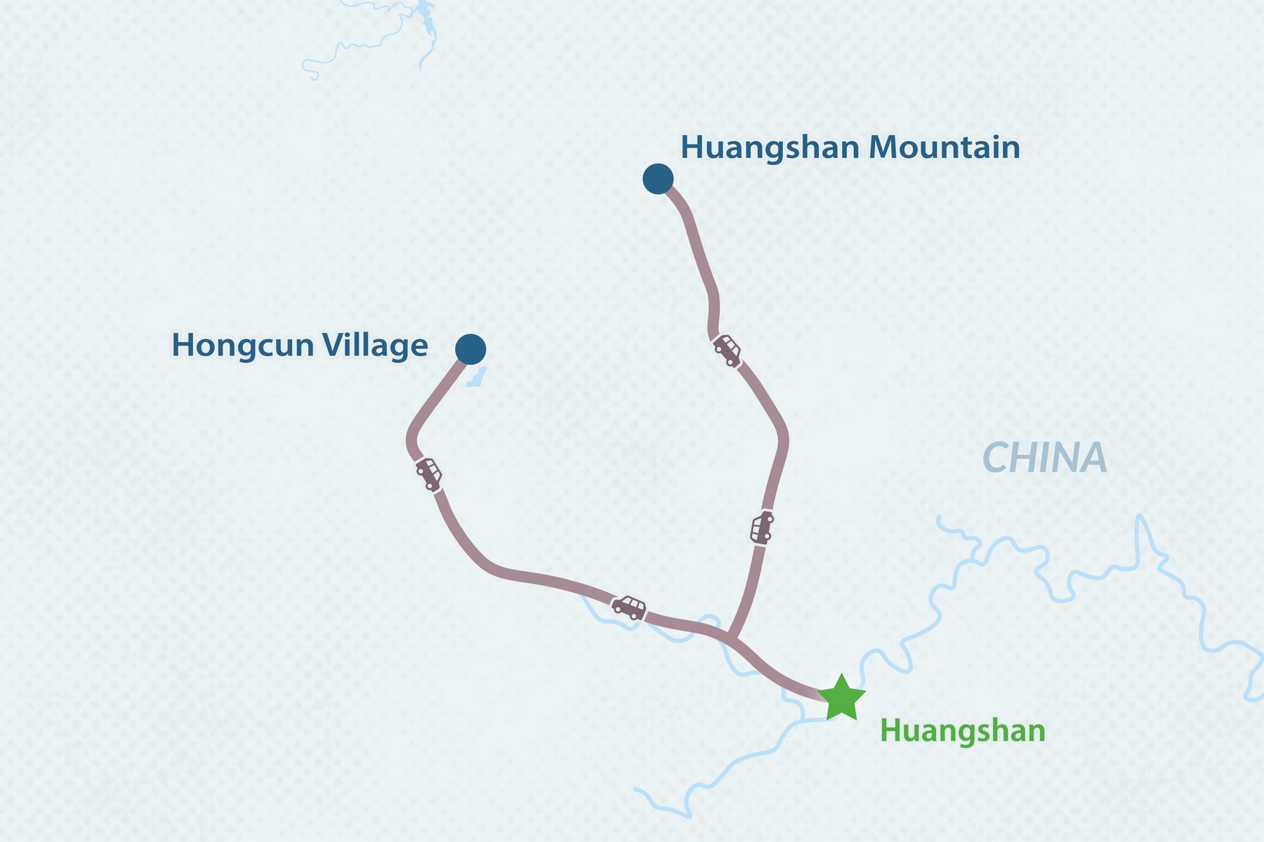3-Day Essence of Huangshan Tour Map