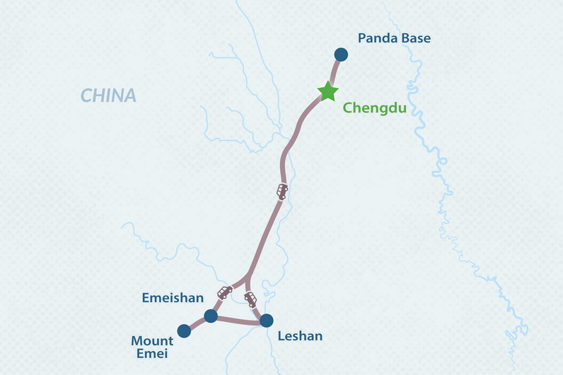 4-Day Panda and Buddha Tour Map
