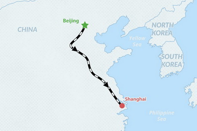 7-day Beijing & Shanghai Highlights Tour Map