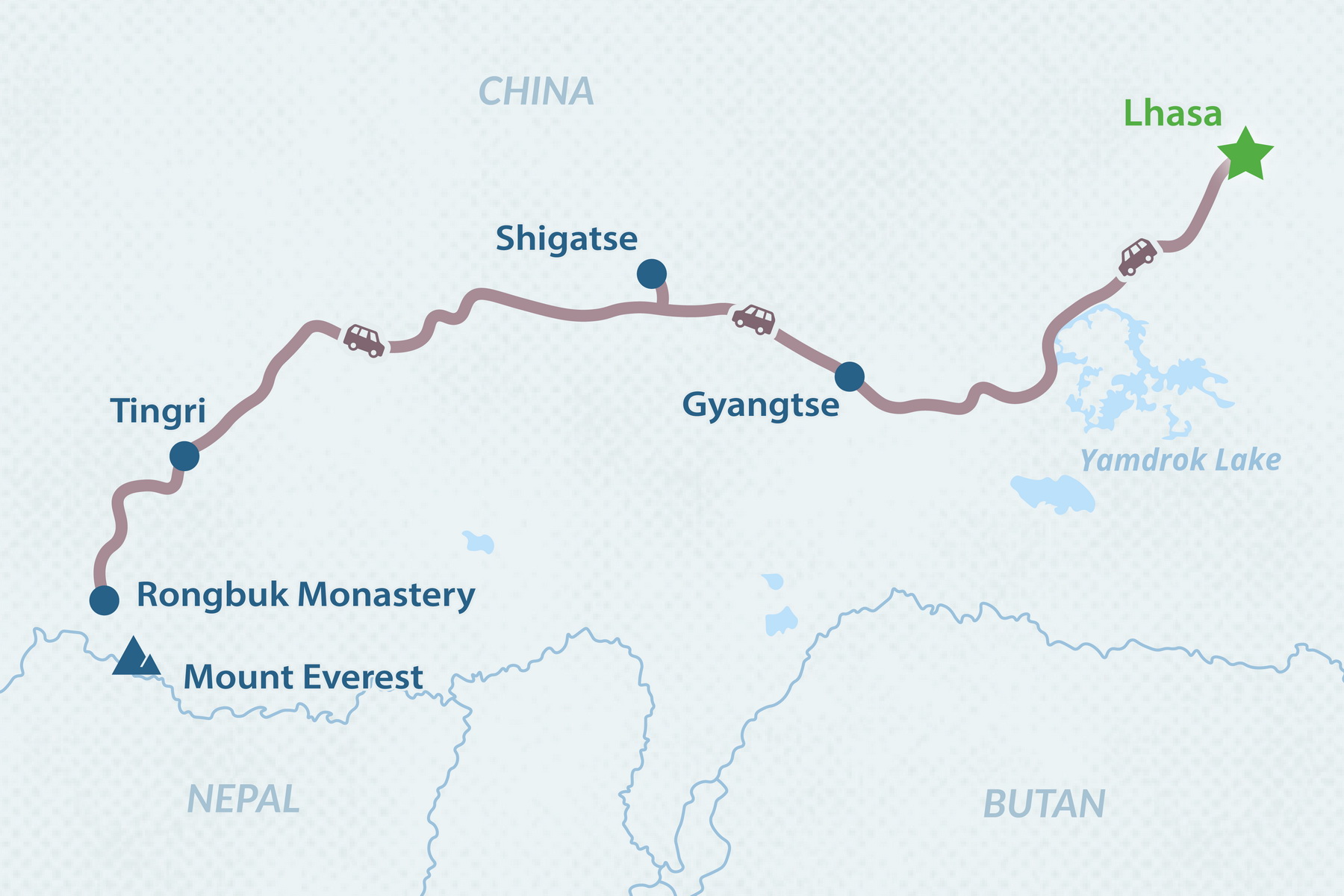 Classic Tibet Explorer Tour Map