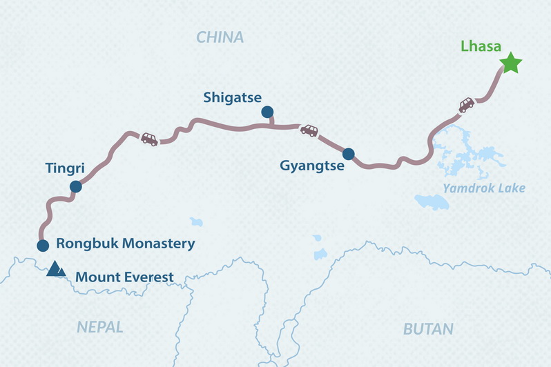 Classic Tibet Explorer Tour Map