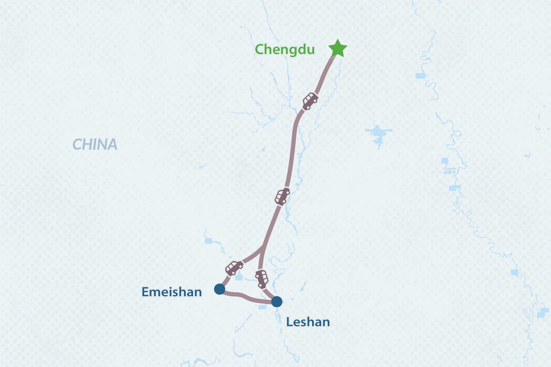 5-day Chengdu Highlights Tour Map