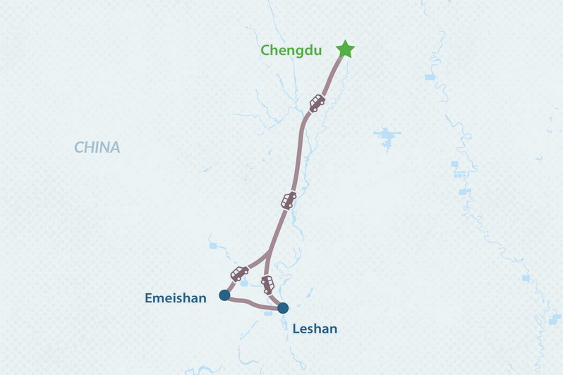 5-day Chengdu Highlights Tour Map