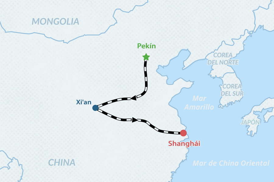 Circuito Grupal “China Clásica” de 8 días en 2025-2026 - en Español Mapa