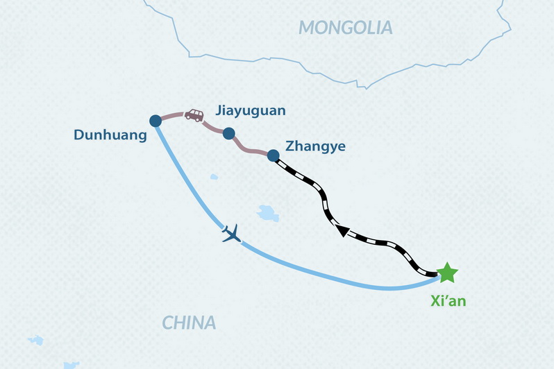 9-day Legendary Silk Road Tour Map