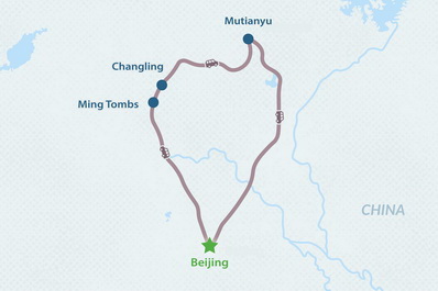 One-day Tour to Mutianyu Great Wall and Ming Tombs from Beijing Map