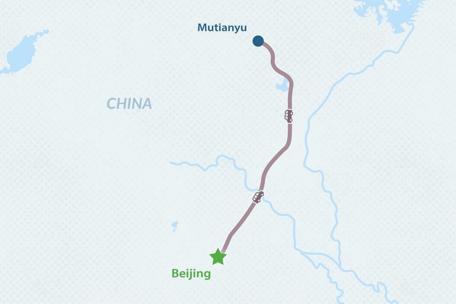 One-day Tour to Mutianyu Great Wall from Beijing Map