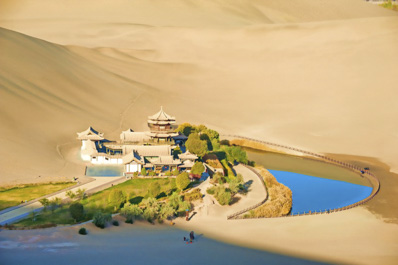 Singing Sand Dunes and Crescent Moon Spring near Dunhuang