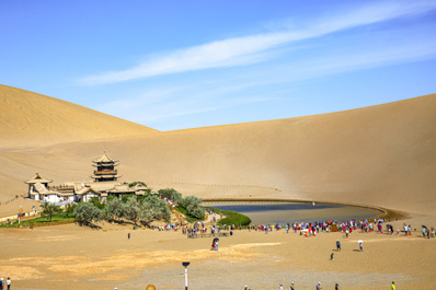 Singing Sand Dunes and Crescent Moon Spring near Dunhuang