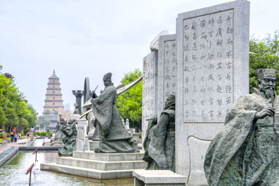Sculptures near Giant Wild Goose Pagoda
