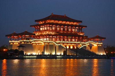 Tang Building in Xian at night, China